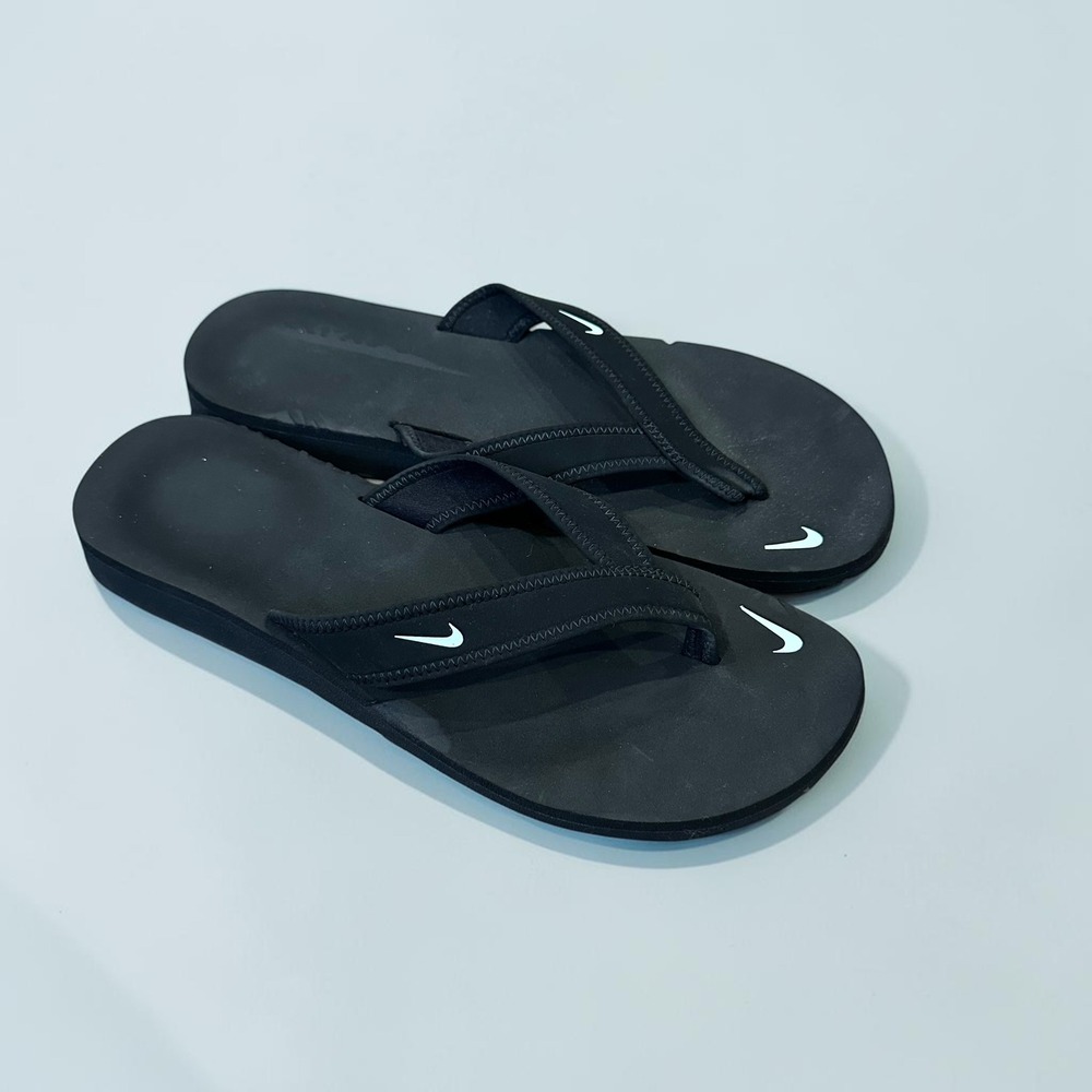 Nike Celso Girl Thong Flip Flops Black White 314870-011 Womens Size 10